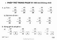 Phép Trừ Trong Phạm Vi 100 Không Nhớ